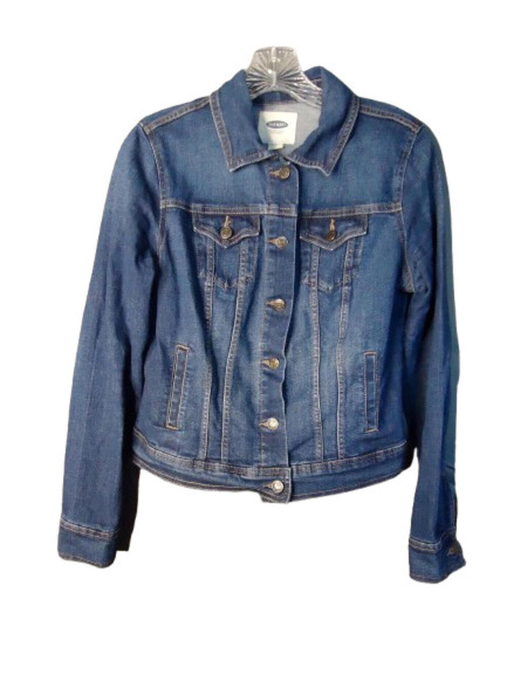 Old Navy Dark Wash Stretch Denim Jacket Button Down Long Sleeve Women's Sz Small